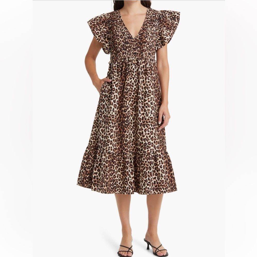 Rails Clementine animal print flutter sleeve dress